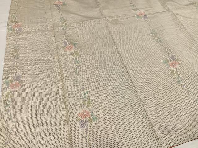 平和屋着物●本場大島紬　白大島　カタス7マルキ　草花間道　証紙付き　正絹　逸品　AABH9621ph