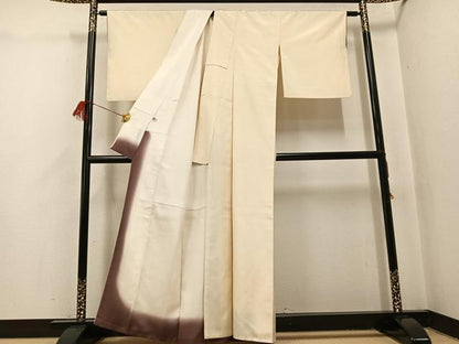 平和屋着物●上質な紬　色無地　砥粉色　正絹　逸品　AABH9625ph