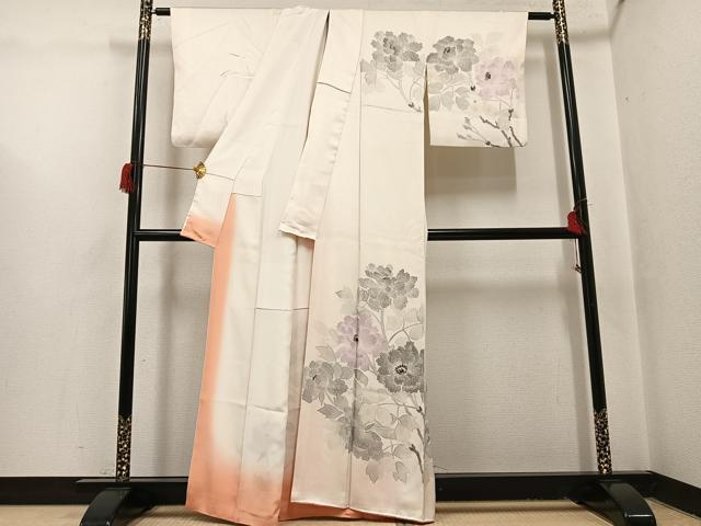 平和屋着物●訪問着　手描き　草花文　正絹　逸品　AABH9626ph