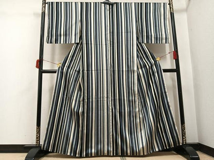 平和屋着物●上質な小紋　間道　正絹　逸品　AABH9627ph