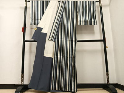 平和屋着物●上質な小紋　間道　正絹　逸品　AABH9627ph