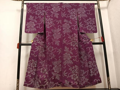 平和屋着物●アンティーク　大正ロマン　お召　花唐草文　正絹　逸品　AABH9629ph