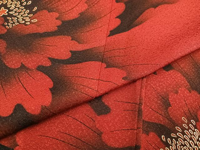 平和屋着物●豪華振袖　牡丹　暈し染め　金彩　正絹　逸品　AABH9630ph