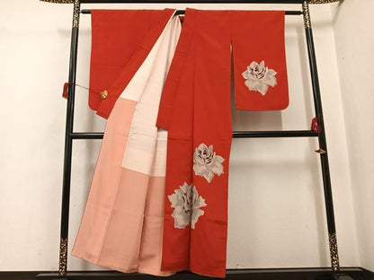 平和屋着物●アンティーク　大正ロマン　訪問着　薔薇　バラ　正絹　逸品　AABH9631ph