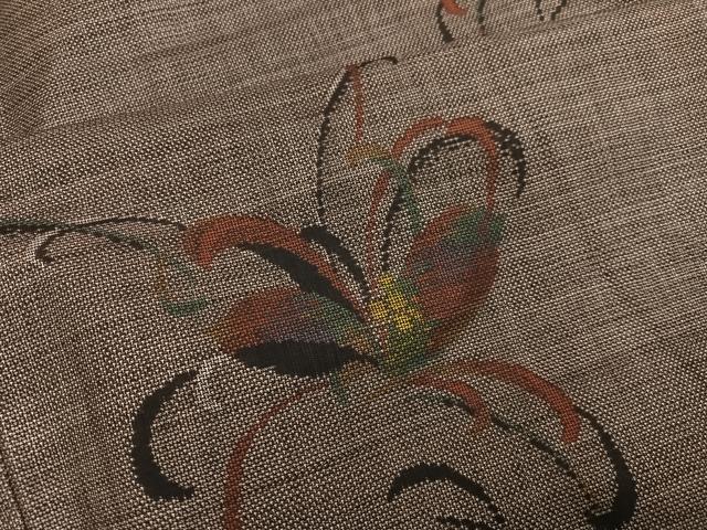 平和屋着物●本場大島紬　古代染色純泥染め　カタス9マルキ　舞花文　恵絹織物謹製　証紙付き　正絹　逸品　AABH9634ph
