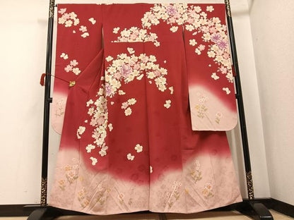 平和屋着物●ファッションブランド　hiromichi nakano　ヒロミチナカノ　振袖　花蝶文　銀通し地　正絹　逸品　AABH9638ph