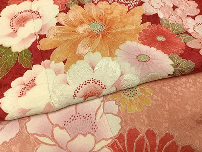 平和屋着物●IKKO　振袖　草花文　暈し染め　正絹　逸品　AABH9639ph