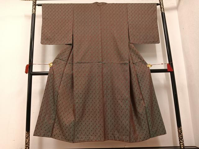 平和屋着物●アンティーク　大正ロマン　お召　花尽くし　正絹　逸品　AABH9644ph