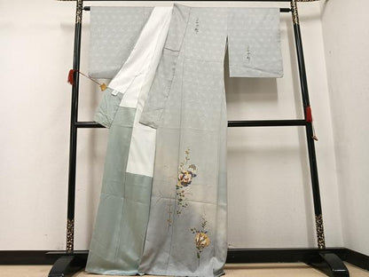 平和屋着物●訪問着　雪輪花文　暈し染め　金彩　正絹　逸品　AABH9650ph