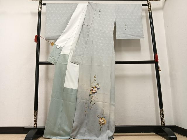 平和屋着物●訪問着　雪輪花文　暈し染め　金彩　正絹　逸品　AABH9650ph