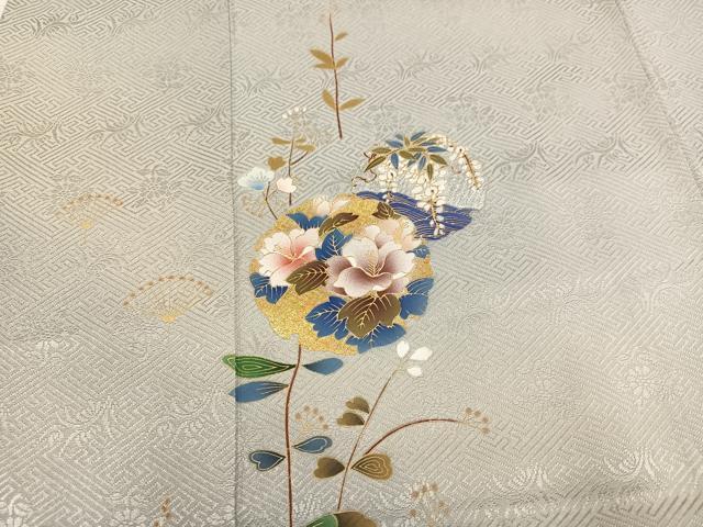 平和屋着物●訪問着　雪輪花文　暈し染め　金彩　正絹　逸品　AABH9650ph