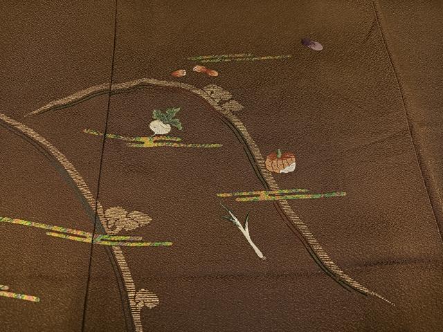 平和屋着物●訪問着　刺繍　成り物　金彩　正絹　逸品　AABH9651ph