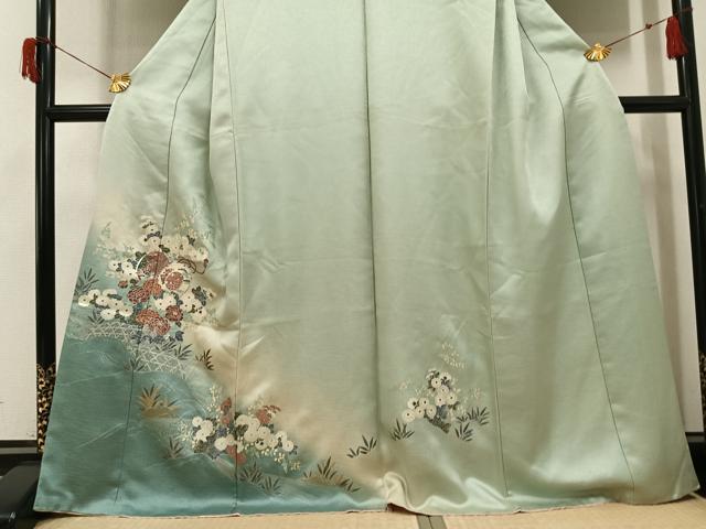 平和屋着物○訪問着 流水花鼓文 暈し染め 銀彩 正絹 逸品
