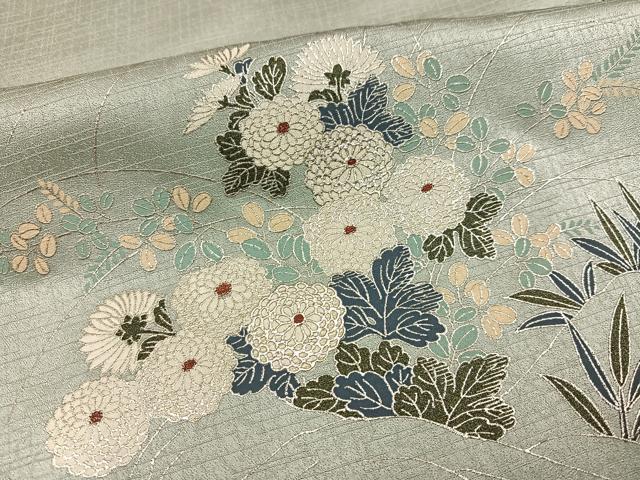平和屋着物○訪問着 流水花鼓文 暈し染め 銀彩 正絹 逸品