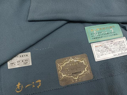 平和屋着物●上質な色無地　湊鼠色　反端付き　正絹　逸品　AABH9658ph