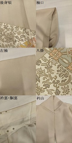 平和屋着物●豪華色留袖　駒刺繍　更紗唐草文　金彩　正絹　逸品　AABH9660ph