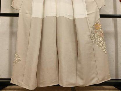 平和屋着物●豪華色留袖　駒刺繍　更紗唐草文　金彩　正絹　逸品　AABH9660ph
