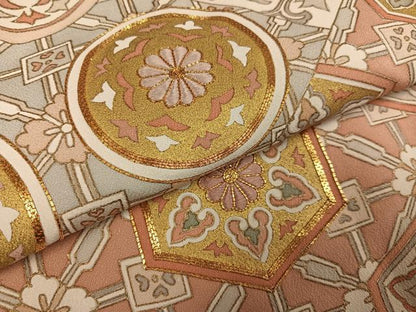 平和屋着物●豪華色留袖　駒刺繍　更紗唐草文　金彩　正絹　逸品　AABH9660ph