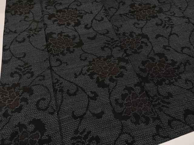 平和屋着物●結城紬　花唐草文　正絹　逸品　AABH9664ph