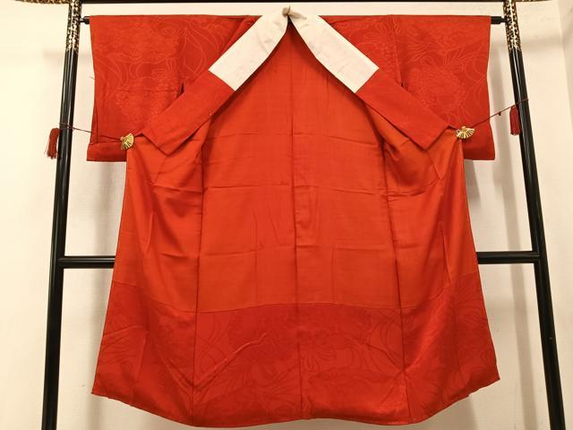 平和屋本店●極上　アンティーク　大正ロマン　長襦袢　袷　雲取り双鶴地紋　逸品　CZAA5678s6 平和屋着物○アンティーク 大正ロマン 長襦袢 袷 扇面花地紋 色無地