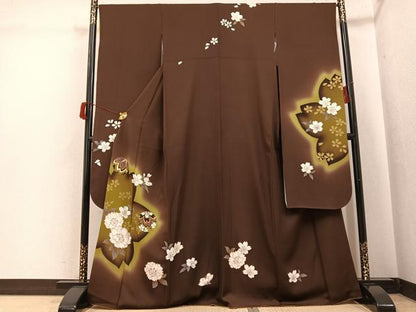 平和屋着物●豪華振袖　舞桜文　暈し染め　金彩　正絹　逸品　AABH9666ph