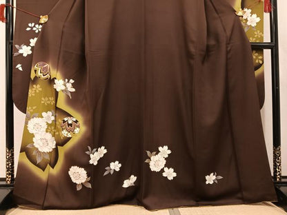 平和屋着物●豪華振袖　舞桜文　暈し染め　金彩　正絹　逸品　AABH9666ph