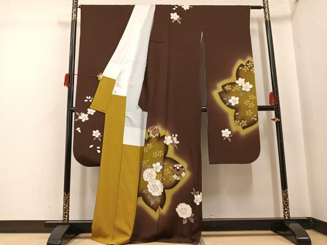 平和屋着物●豪華振袖　舞桜文　暈し染め　金彩　正絹　逸品　AABH9666ph