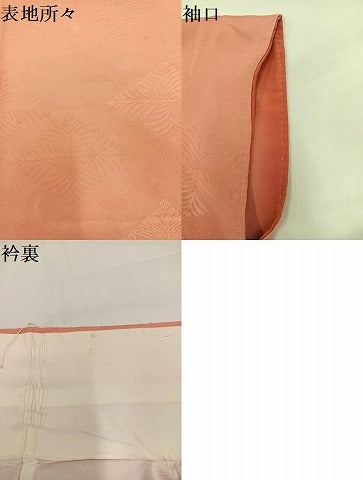 平和屋着物●上質な色無地　松菱地紋　宍色　正絹　逸品　AABH9667ph