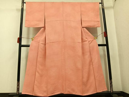 平和屋着物●上質な色無地　松菱地紋　宍色　正絹　逸品　AABH9667ph