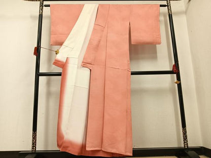 平和屋着物●上質な色無地　松菱地紋　宍色　正絹　逸品　AABH9667ph