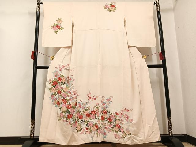 平和屋着物●訪問着　友禅　草花文　正絹　逸品　AABH9668ph