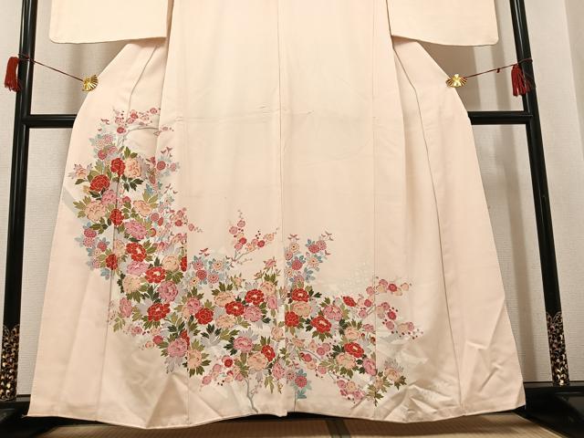 平和屋着物●訪問着　友禅　草花文　正絹　逸品　AABH9668ph