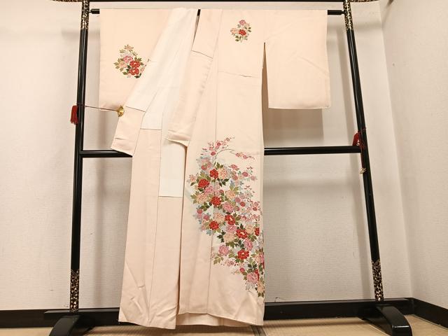 平和屋着物●訪問着　友禅　草花文　正絹　逸品　AABH9668ph