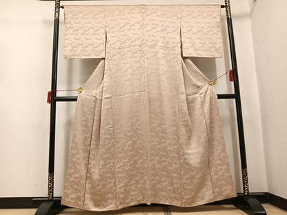 平和屋着物●上質な色無地　霞地紋　榛色　正絹　逸品　AABH9669ph