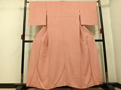 平和屋着物●上質な色無地　草木地紋　宍色　正絹　逸品　AABH9671ph