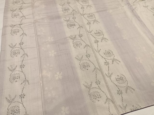 平和屋着物●結城紬　平織　80亀甲　花間道　奥順謹製　やまと金ラベル　反端付き　正絹　逸品　AABH9673ph