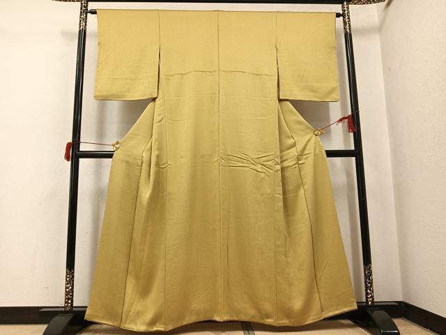 平和屋着物●上質な色無地　紗綾形地紋　木蘭色　正絹　逸品　AABH9674ph