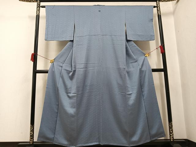 平和屋着物●上質な色無地　紗綾形地紋　藍鼠色　正絹　逸品　AABH9677ph