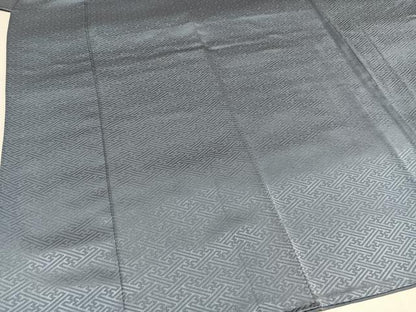 平和屋着物●上質な色無地　紗綾形地紋　藍鼠色　正絹　逸品　AABH9677ph