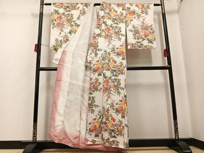平和屋着物●上質な小紋　草花文　正絹　逸品　AABH9678ph