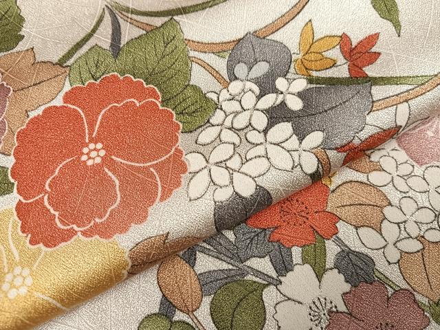 平和屋着物●上質な小紋　草花文　正絹　逸品　AABH9678ph
