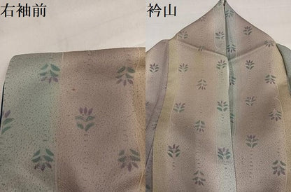 平和屋着物●上質な小紋　地紋起こし　草花間道　暈し染め　正絹　逸品　AABH9681ph