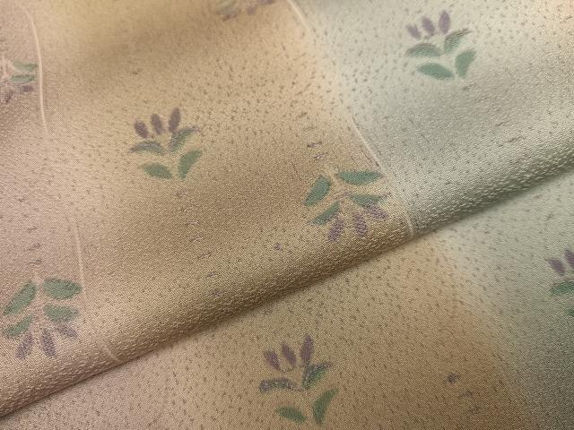 平和屋着物●上質な小紋　地紋起こし　草花間道　暈し染め　正絹　逸品　AABH9681ph