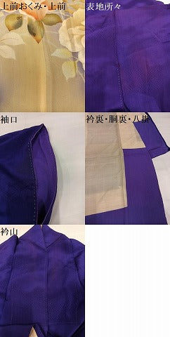平和屋着物●アンティーク　大正ロマン　色留袖　草花文　暈し染め　両褄　正絹　逸品　AABH9682ph