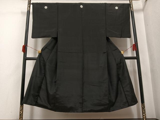 平和屋着物●男性　黒紋付　正絹　逸品　AABH9683ph