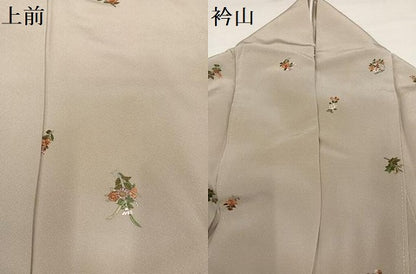平和屋着物●上質な小紋　刺繍　草花文　正絹　逸品　AABH9684ph