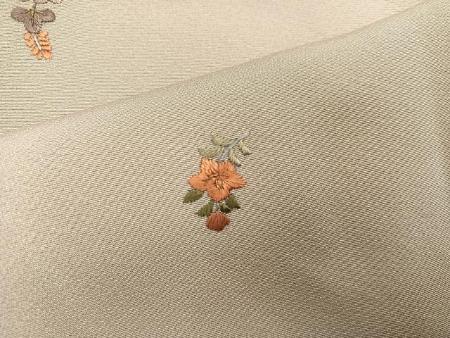 平和屋着物●上質な小紋　刺繍　草花文　正絹　逸品　AABH9684ph