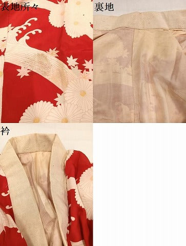 平和屋着物●アンティーク　大正ロマン　長襦袢　袷　草花文　正絹　逸品　AABH9689ph