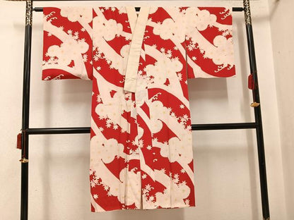 平和屋着物●アンティーク　大正ロマン　長襦袢　袷　草花文　正絹　逸品　AABH9689ph