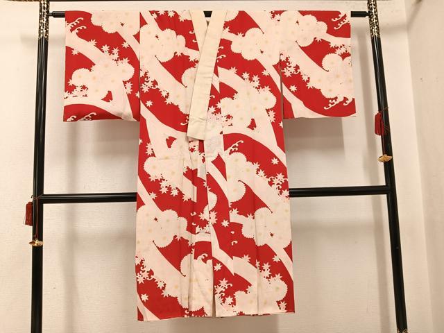 平和屋着物●アンティーク　大正ロマン　長襦袢　袷　草花文　正絹　逸品　AABH9689ph